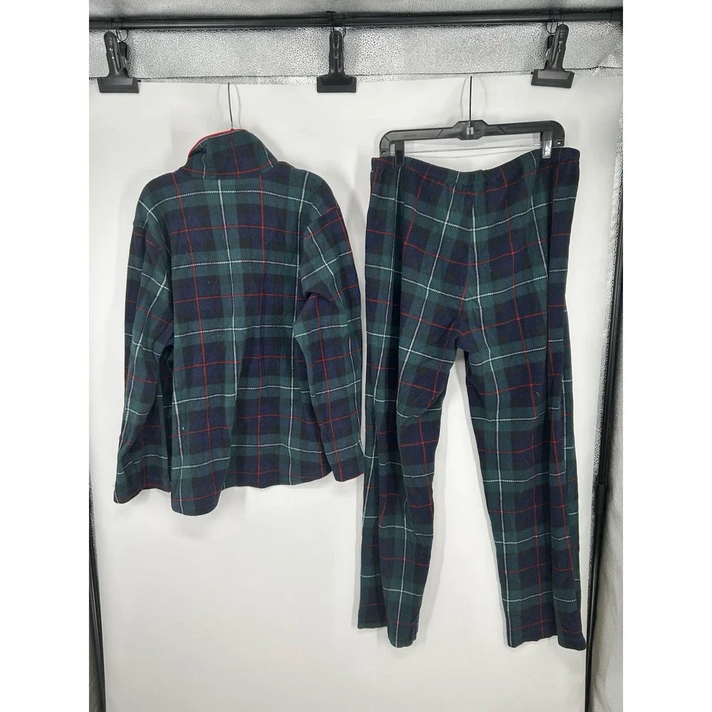 Polo Ralph Lauren Matching Plaid Flannel Pajama Set Shirt‎ Pants Green Womens XL